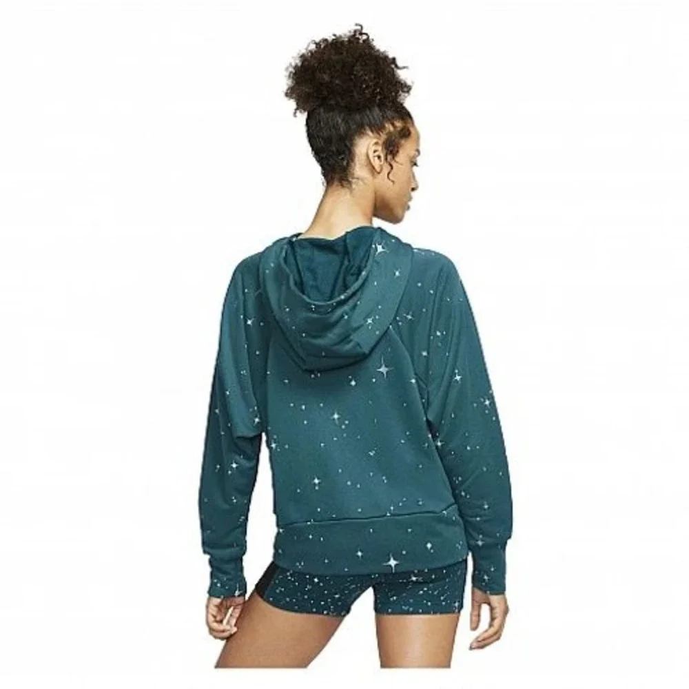Nike Dri-Fit‎ Get Fit Star Print Hoodie Womens Medium Teal Sweatshirt CJ0008-347